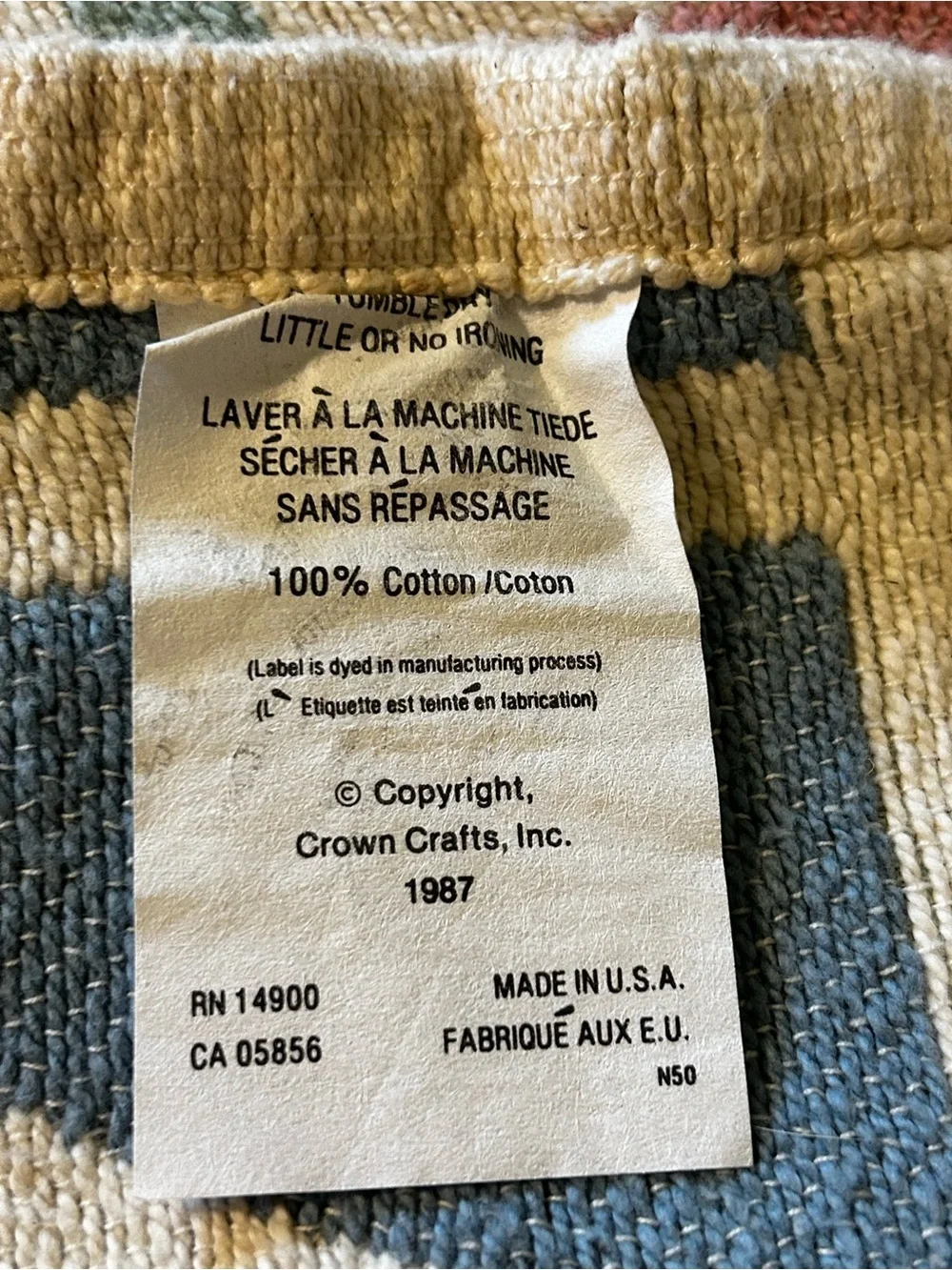 Vintage Crown Crafts Country Silhouettes Throw Blanket Geese Cats Cottage Cotton